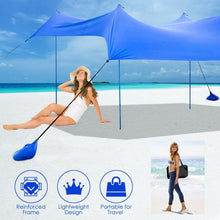 Load image into Gallery viewer, 10' x 9' Family Beach Tent Canopy Sunshade w/ 4 Poles-Blue