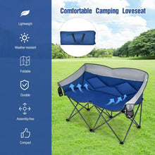 Load image into Gallery viewer, Folding Camping Chair with Bags and Padded Backrest-Blue