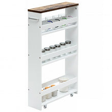 Load image into Gallery viewer, 4 Tier Rolling Slim Storage Kitchen Organizer Cart with Handle-White