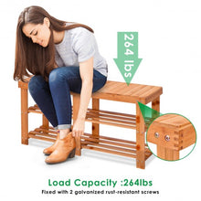 Load image into Gallery viewer, Entryway Bamboo Shoe Storage Rack Bench