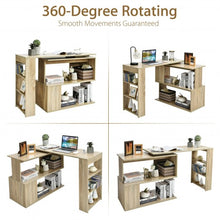 Load image into Gallery viewer, Study L-Shaped Rotating Corner Computer/Laptop Table with Bookshelves