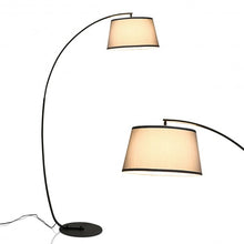 Load image into Gallery viewer, Arc Sturdy Base Modern Floor Lamp with Hanging Lampshade-Black