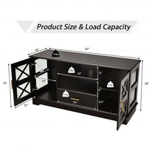 Load image into Gallery viewer, Glass Door TV Stand with Drawer Storage Shelves-Brown