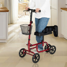 Load image into Gallery viewer, Foldable Knee Walker W/ Basket and Dual Brakes-Red
