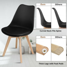 Load image into Gallery viewer, Set of 4 Dining Chair Mid Century Modern Shell PU Seat with Wooden Leg-Black