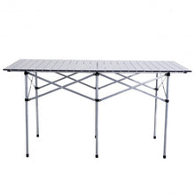 Load image into Gallery viewer, Aluminum Roll Up Folding Camping Rectangle Picnic Table