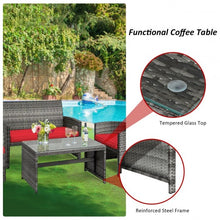 Load image into Gallery viewer, 4PCS Patio Rattan Furniture Set-Red