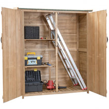 Load image into Gallery viewer, 64" Wooden Storage Shed Outdoor Fir Wood Cabinet