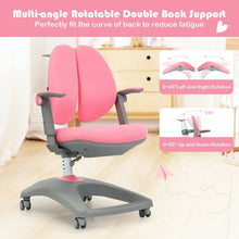 Load image into Gallery viewer, Kids Adjustable Height Depth Study Desk Chair with Sit-Brake Casters-Pink