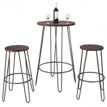 Load image into Gallery viewer, 3 pcs Wood Round Bar Table Bistro Stool Set
