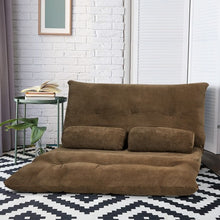 Load image into Gallery viewer, 6-Position Adjustable Sleeper Lounge Couch with 2 Pillows-Coffee