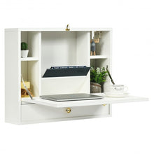 Load image into Gallery viewer, Wall Mounted Folding Laptop Desk Hideaway Storage with Drawer-White