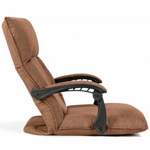 Load image into Gallery viewer, 14-Position Floor Chair Lazy Sofa with Adjustable Back Headrest Waist-Coffee