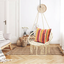 Load image into Gallery viewer, Hanging Macrame Hammock Chair with Handwoven Cotton Backrest-Natural