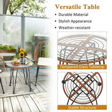 Load image into Gallery viewer, 3 Pcs Patio Rattan Bistro Set with Cushion-White