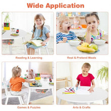 Load image into Gallery viewer, Wood Activity Kids Table and Chair Set with Center Mesh Storage for Snack Time and Homework-White