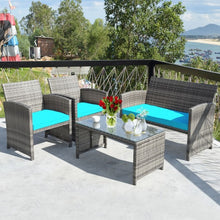 Load image into Gallery viewer, 4PCS Patio Rattan Furniture Set-Turquoise