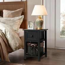 Load image into Gallery viewer, Wooden Mini 2-Layer Bedside End Table-Black
