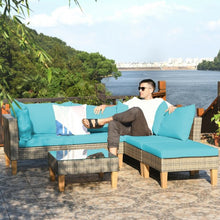 Load image into Gallery viewer, 4PCS Patio Rattan Furniture Set Cushioned Loveseat