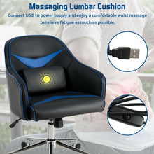 Load image into Gallery viewer, Office Chair Adjustable Height with Massage Lumbar Support-Blue