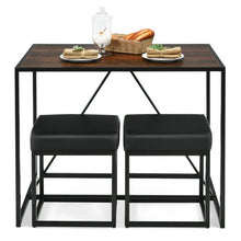 Load image into Gallery viewer, 3 Pcs Dining Set Metal Frame Kitchen Table and 2 Stools-Brown