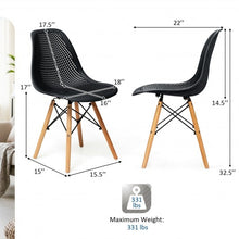 Load image into Gallery viewer, 4 Pcs Modern Plastic Hollow Chair Set with Wood Leg-Black
