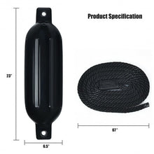 Load image into Gallery viewer, 23" 4 Pack Hand Inflatable Marine Bumper Boat Fenders-Black