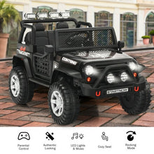 Load image into Gallery viewer, 12V Kids Remote Control Electric  Ride On Truck Car with Lights and Music -Black