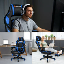Load image into Gallery viewer, Massage Gaming Chair with Footrest and Lumbar Support