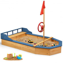 Load image into Gallery viewer, Kids Pirate Boat Wood Sandbox