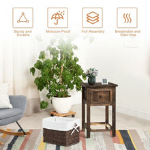 Load image into Gallery viewer, Small 2 Tier 1 Drawer Wood Nightstand with Basket-Coffee