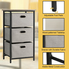 Load image into Gallery viewer, 3-Drawer Fabric Dresser Storage Tower Vertical Foldable Pull Bins-Black