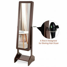 Load image into Gallery viewer, Standing Jewelry Cabinet with Full-length Mirror-Coffee