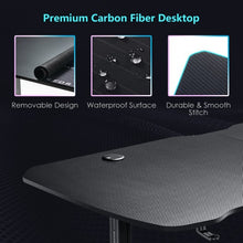 Load image into Gallery viewer, 63 inch Height Adjustable Gaming Desk with Mouse Pad and USB Gaming Handle Rack