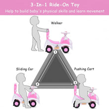 Load image into Gallery viewer, 3-in-1 Toddlers Sliding Pushing Cart Riding Car w/ Sound-Pink