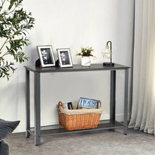 Load image into Gallery viewer, Metal Frame Wood Console Sofa Table with Storage Shelf-Black