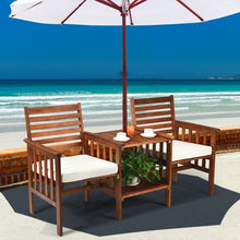 Load image into Gallery viewer, 3 pcs Outdoor Patio Table Chairs Set Acacia Wood Loveseat-White