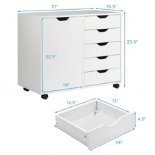 Load image into Gallery viewer, 5-Drawer Dresser Chest Mobile Storage Cabinet with Door-White
