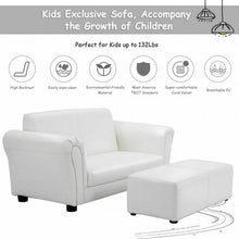 Load image into Gallery viewer, Soft Kids Double Sofa with Ottoman-White