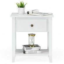 Load image into Gallery viewer, Nightstand with Drawer and Storage Shelf for Bedroom Living Room-Wine