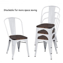 Load image into Gallery viewer, 4 pcs Tolix Style Metal Dining Side Chair Stackable Wood Seat-White