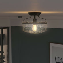 Load image into Gallery viewer, Semi Flush Mount Ceiling Light Fixture Industrial Seeded Glass Pendant Lamp