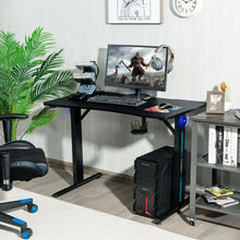 Load image into Gallery viewer, Home Office PC Computer Gaming Desk with LED Lignt and Gaming Handle Rack-Black
