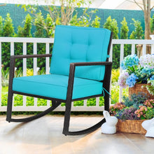 Load image into Gallery viewer, Patio Rattan Rocker Outdoor Glider Rocking Chair Cushion Lawn-Turquoise