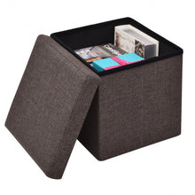 Load image into Gallery viewer, Folding Storage Square Footrest Ottoman-Brown