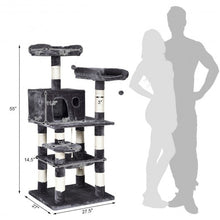 Load image into Gallery viewer, 55" Multi-Level Kitten Activity Tower with Hammock-Gray