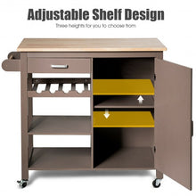 Load image into Gallery viewer, Kitchen Island Trolley Cart Storage Cabinet with Wine Rack & Shelf-Coffee