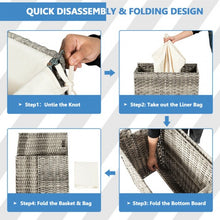 Load image into Gallery viewer, Hand-woven Foldable Rattan Laundry Basket-Gray