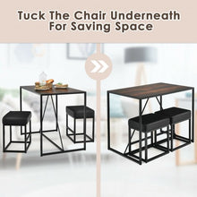 Load image into Gallery viewer, 3 Pcs Dining Set Metal Frame Kitchen Table and 2 Stools-Brown