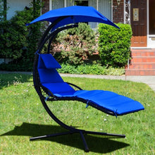 Load image into Gallery viewer, Hanging Stand Chaise Lounger Swing Chair w/ Pillow-Navy